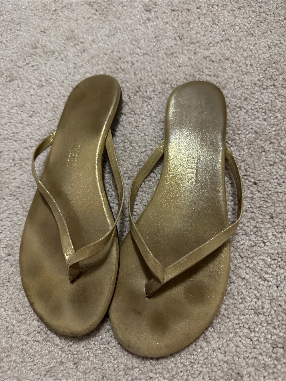 TKEES Metallic Gold Slim-Strap Women's Sandals